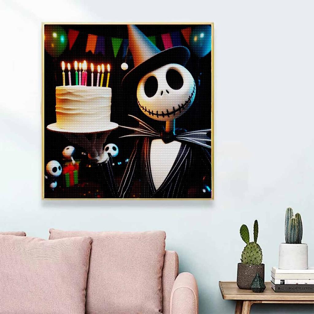 5D DIY Diamond Painting Decorative Happy Birthday Skeleton Full Round Drill Scenery Diamond Embroidery Cross Stitch Kits Home Decor Gift