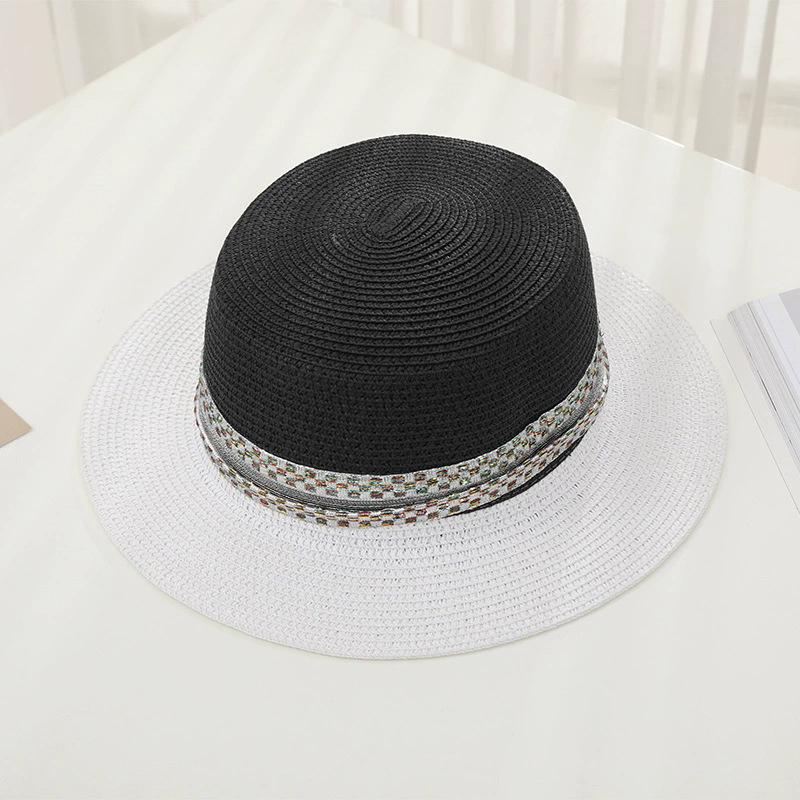 New Women's Summer UV Protection Sweet Ribbon Seaside Vacation Sunshade Bucket Hat Bow Large Brim Straw Hat