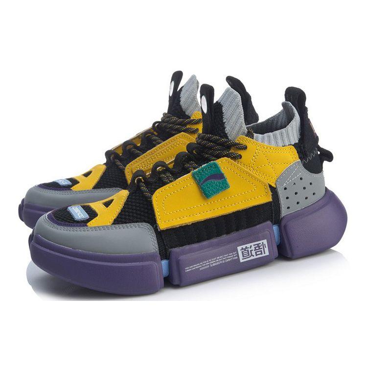 Li Ning Wu Dao Ace High-Top Retro Basketball Shoes Women sneaker Black Gray Yellow AGBN062-18