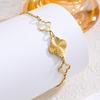 Luxurious Gold Four-Leaf Clover & Butterfly Cutout Bracelet for Women - Elegant European & American Fashion