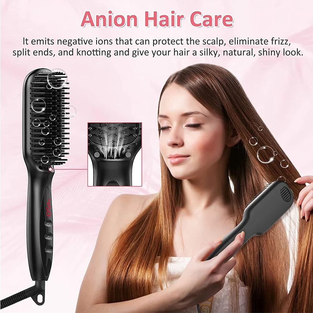 Hot Comb Hair Straightener Brush Comb Electric Hair Brushes Straightener Hair Anti-scalding Ceramic Beard Straightening Brush