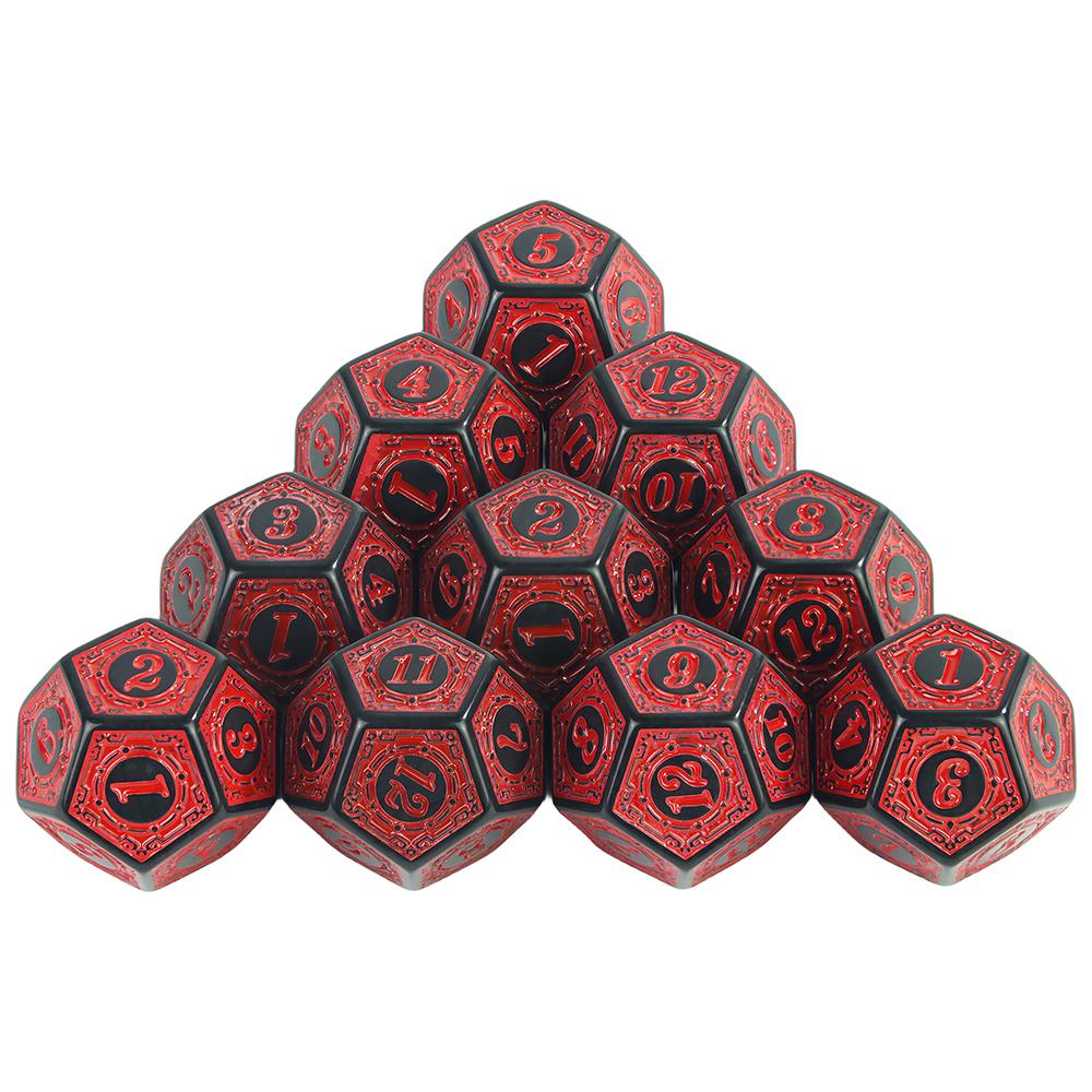 12 Sided Polyhedral Dice 10pcs D12 Dice Set for Dice Game DND TRPG Funny Party Board Game