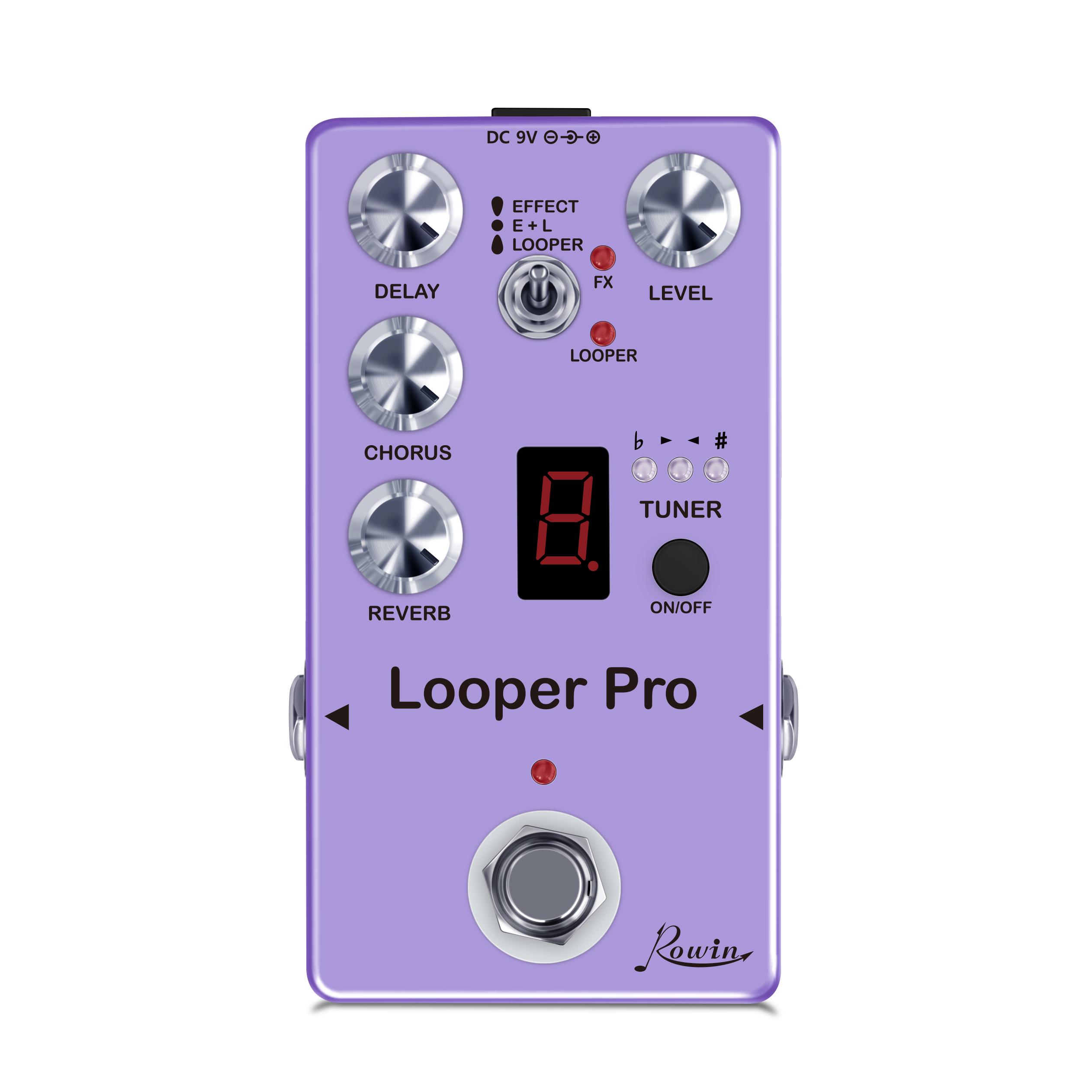 Amuzik Looper Pro Задержка Хорус Реверберация Лупер Тюнер Эффект Неограниченное Наложение Лупер Истинный Байпас Педаль Эффектов для Бас-гитары