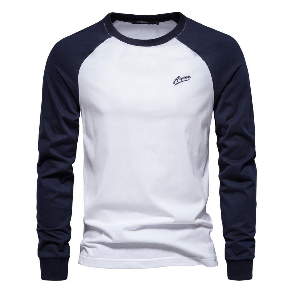 T-shirt Casual da Uomo con Spalle Cadenti, T-shirt da Uomo a Maniche Lunghe, Base Layer da Uomo Patchwork