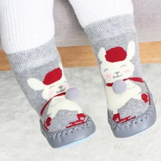 Calzini da interno per bambini piccoli, calzini per neonati, calzini invernali spessi in spugna di cotone per bambine con suole in gomma, calzini divertenti con animali per neonati