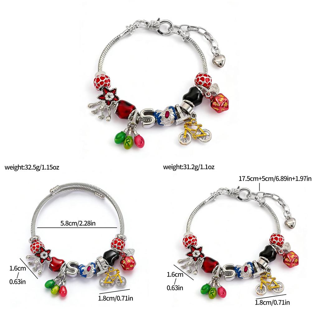 Stranger Things Diy Bead Bracelet With Zinc Alloy Charms For Gift Giving