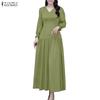 Women Casual V-Neck Solid Color Long Sleeve Dress