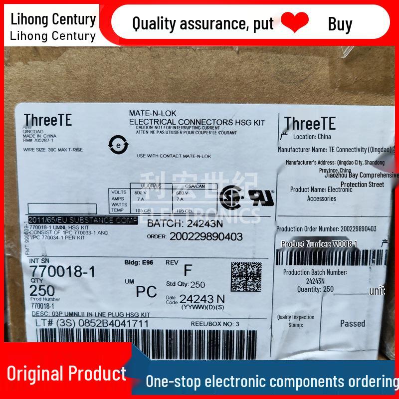 TE Tyco Original 770018-1 Connector, 3-Pin, 6.35mm Pitch Plastic Housing