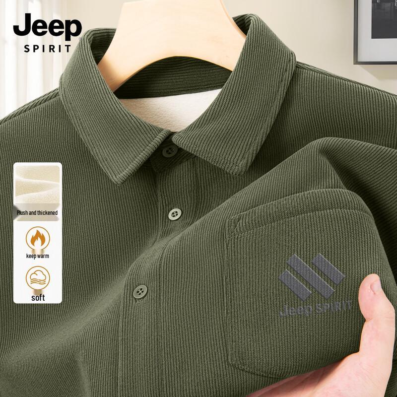 JEEP SPIRIT Men s Warm Corduroy Long-Sleeve Shirt Jacket 2XL