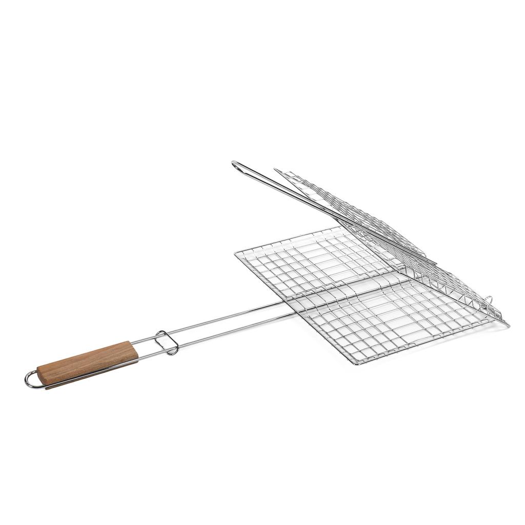 BBQ Grill Basket Chrome Plated Steel Rustproof Multipurpose Fish Grill Basket for Outdoor