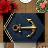 4 Ocean Anchor Pattern Placemats, 100% Rectangular Table Mats, Hand Washed, Size 12x18 Inches, Suitable for Dining, Kitchen, Party and Home Decoration