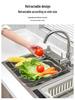 Telescopic Kitchen Sink Vegetable Washing Basin & Multi-purpose Drain Rack for Tableware