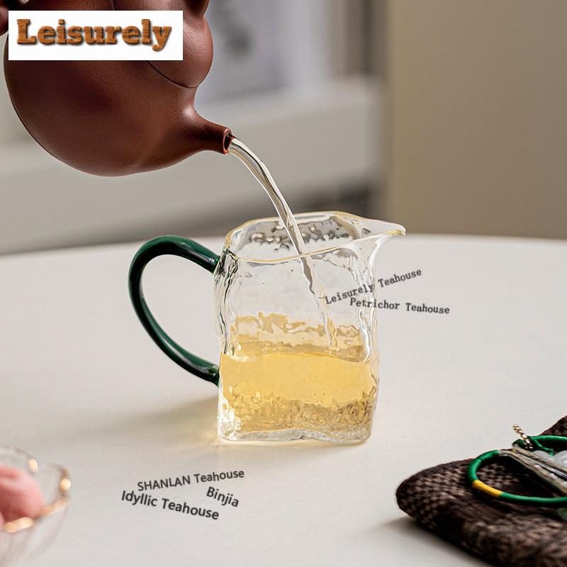 160ml Gehämmertes Muster Transparentes Glas Teekrug Teeverteiler Cha Hai Spender Gerechtigkeitsbecher Fair Mug Cha Dekorationszubehör