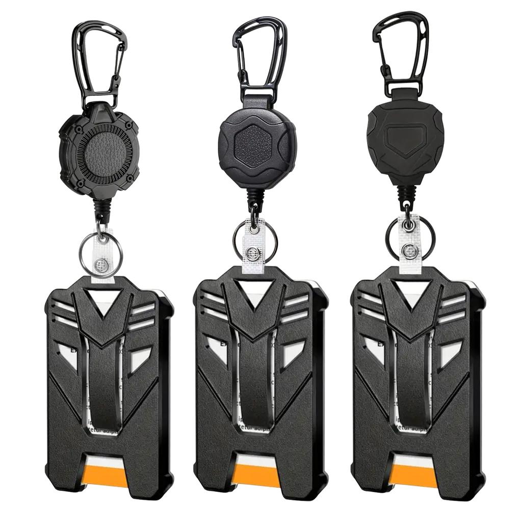 New Badge Holder Carabiner Keychain Tactical ID Holder Retractable Reel Mountaineering Buckle Multiple Tools Accessories