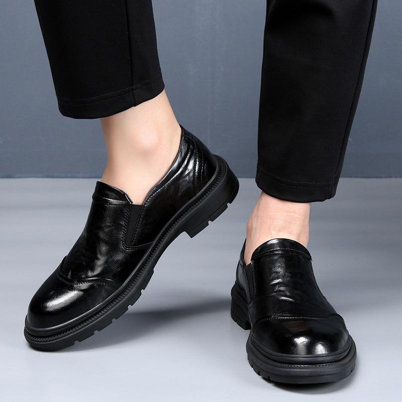 Spring and summer men's new big head leather shoes light luxury business casual leather men's shoes formal shoes platform men's British