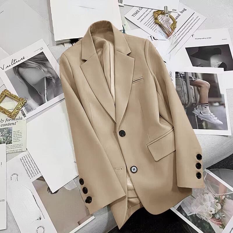 

Женский однотонный повседневный пиджак с карманами, корейский модный кардиган с длинными рукавами, разноцветные пиджаки, куртки XL