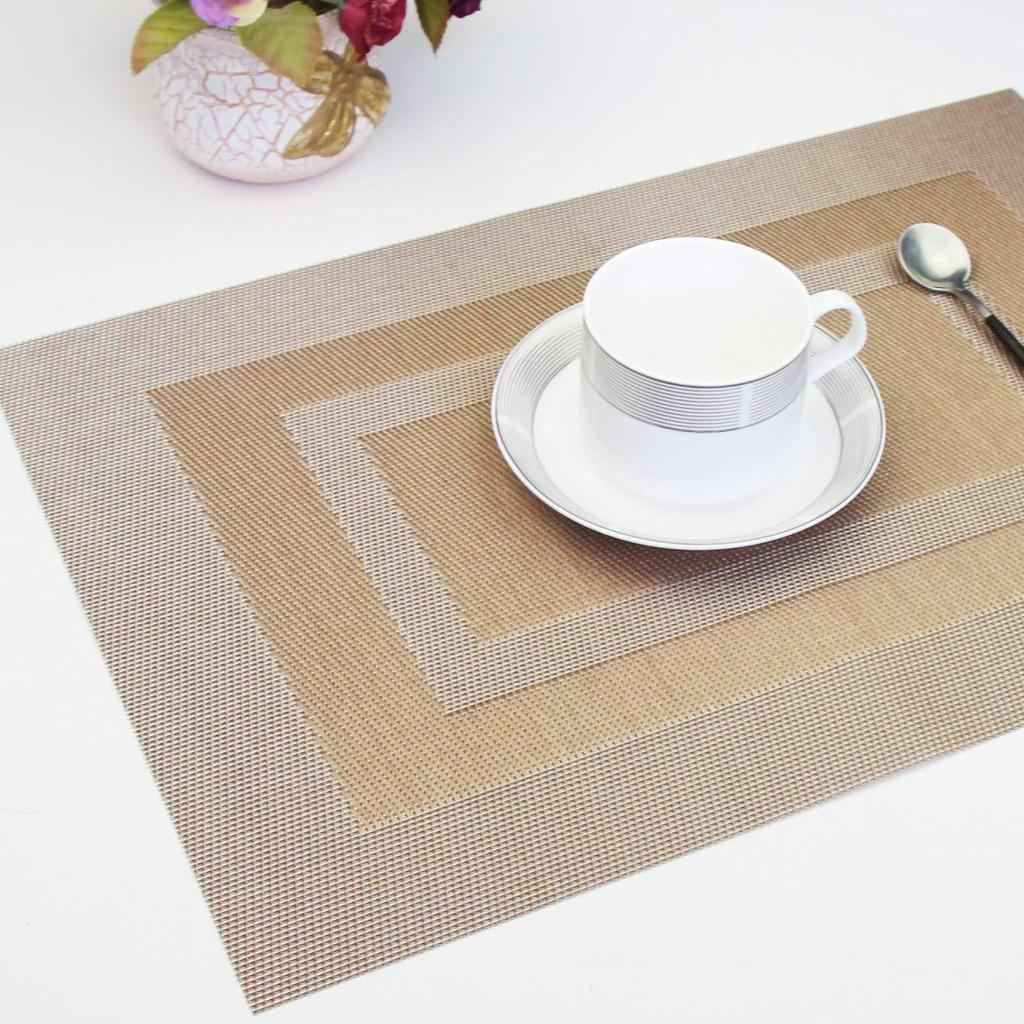 WHQ 4PCS 40x30cm Placemats PVC Dining Table Mat Disc Bowl Pads Coasters Waterproof Table Cloth Pad Modern Non-slip Pad