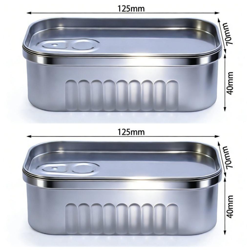 1/2 Stück Sardinendosenförmige Aufbewahrungsblechdose Tragbare Metallmaterialien Versiegelter Behälter mit Deckel zur Aufbewahrung kleiner Gegenstände Haushaltsprodukte