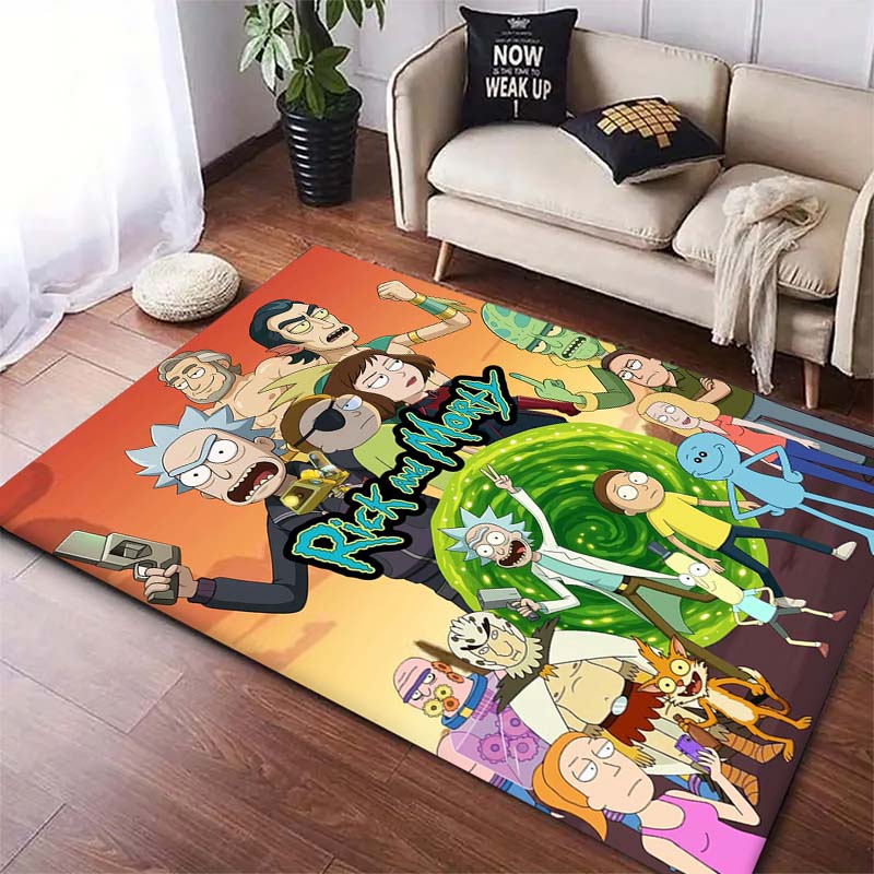 Ricky and Morty pattern rug, digitally printed non-slip decorative rug, a housewarming gift for family and friends.