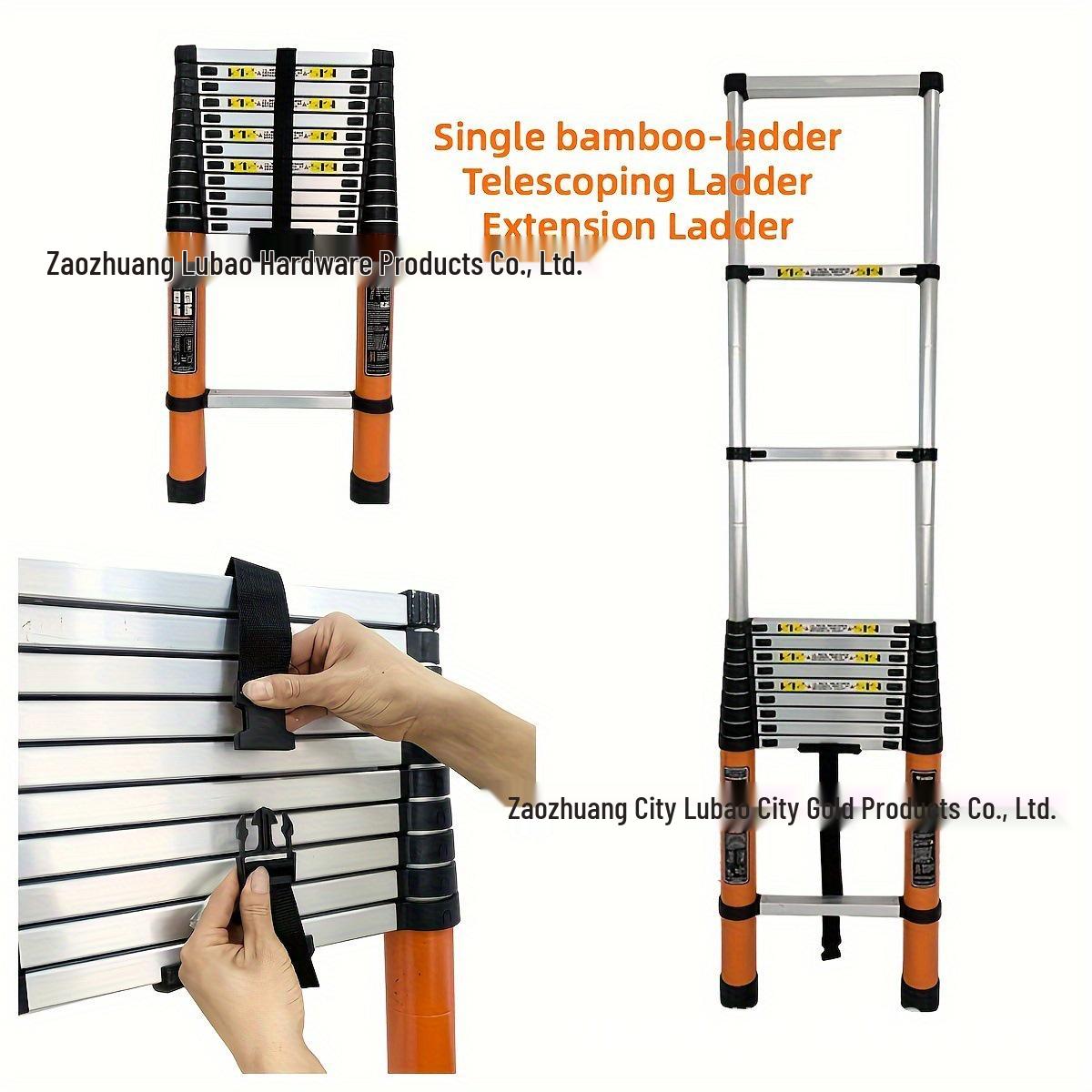 Jin Luba Aluminum Alloy Multi-Functional Telescopic Bamboo A-frame Ladder for Household Use Aluminum Alloy Red Single Section 3.2m - 8.4kg