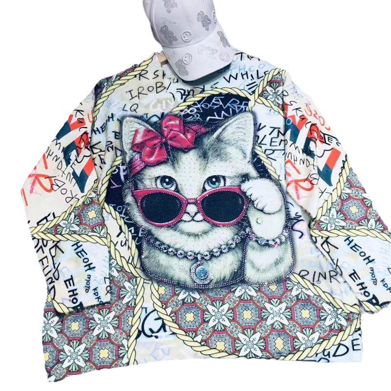 Autumn 2023 European Style Rhinestone Knit Sweater - Loose, Stylish, Trendy Design