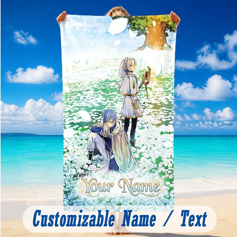 Beach Towel Custom Name Text, Quick Dry Large Towel For Beach HomeFrieren Beyond Journey's End