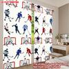 2D flat printing 2pcs Party Curtains Hockey Players and Goals Digital Printed Polyester Drapes Festive Curtains Perfect for