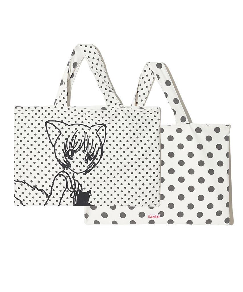 Itzavibe Cat Girl Dot Reversible Bag