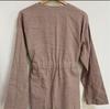 [USED] Brown Check Double-Breasted Coat, No-Collar Long Coat, Korean Style