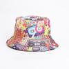 80s 90s Vintage Geometric Print Fisherman Hat With Sun Protection For Outdoor Activities