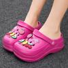 Women's 7CM Height-Increasing Cute Cartoon Clog Sandals - Lightweight, Breathable, Closed-Toe Beach Slippers