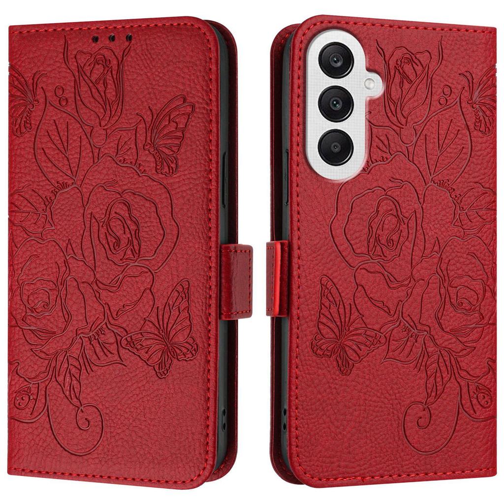 ZTE A52 Flip Anti-theft Brush for Rose Flower Embossed Blade V60 4G Card Slot