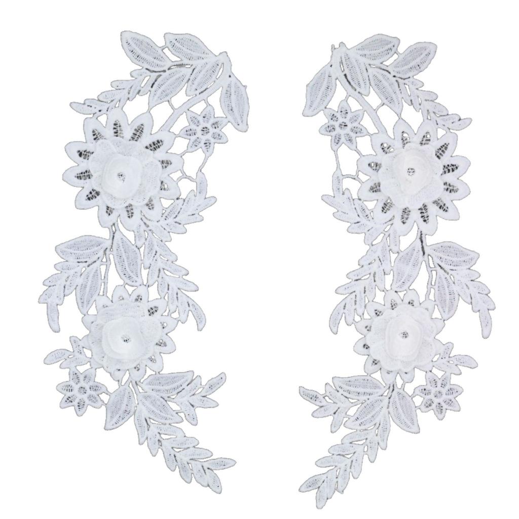 Milk Silk Three-Dimensional Pair Of Lace Embroidery, Embroidery Symmetrical Flower Pieces, Water-Soluble Lace Hollow Lace Accessories