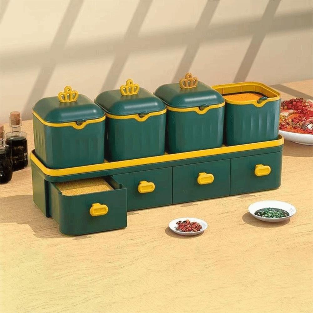Double Layer Condiment Container with Spoon Spice Box Kitchen Tool Seasoning Jar Set  Restaurant