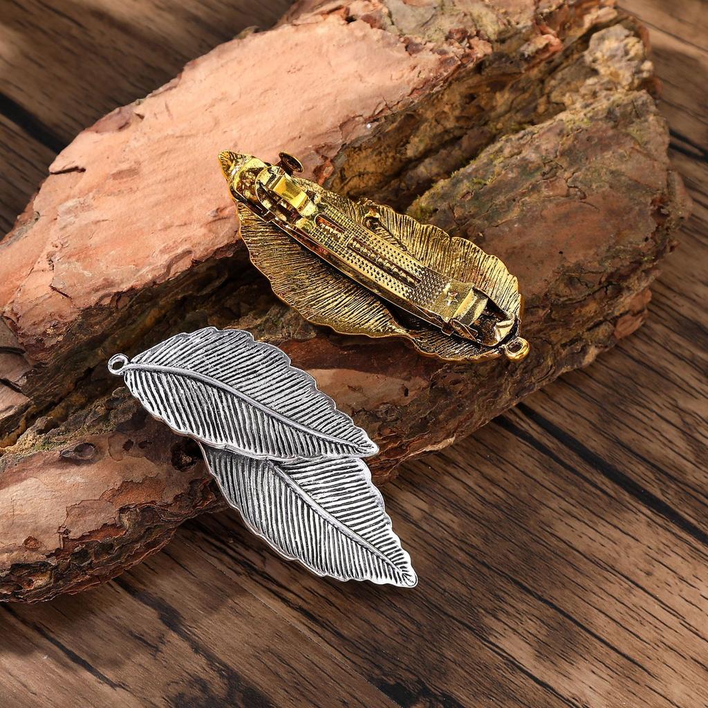 Vintage Metal Leaf Hair Clips Intricate Vein Textures Nature Inspired Bohemian Design Perfect Outdoor Vibes Elegant Daily Styles