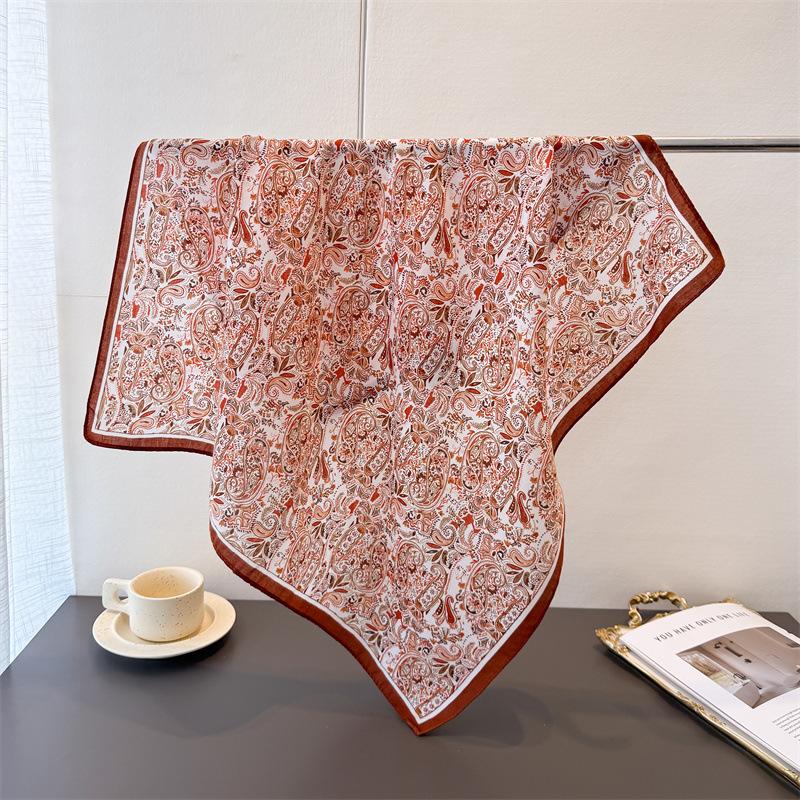 65*65Cm Square Scarfs Paisley Print Cotton Feel Headscarf Spring Autumn Warm Scarves Women Decoration Soft Foulard Bandana Wraps
