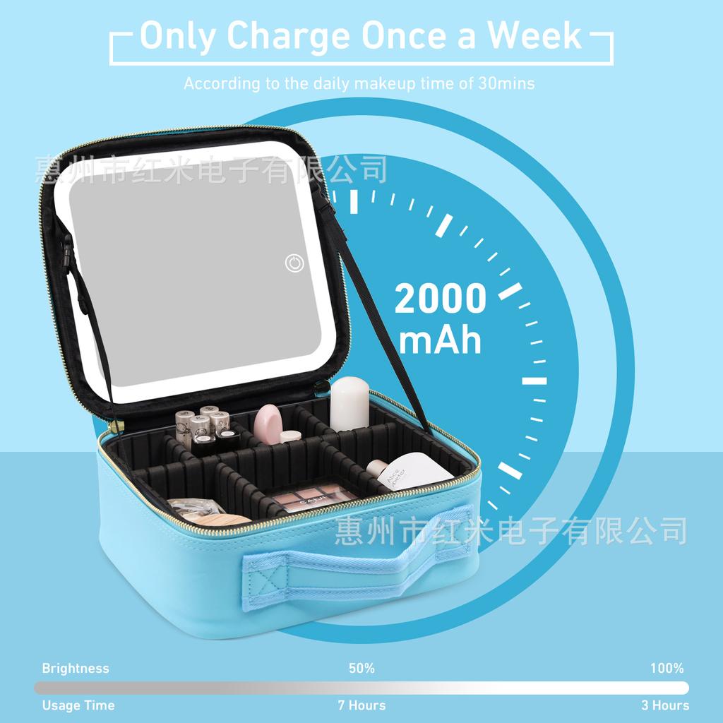 Neu Smart Led-leuchten Make-Up tasche Mit Großem Spiegel Wasserdichte PU Leder Reise Kosmetik Fall Für