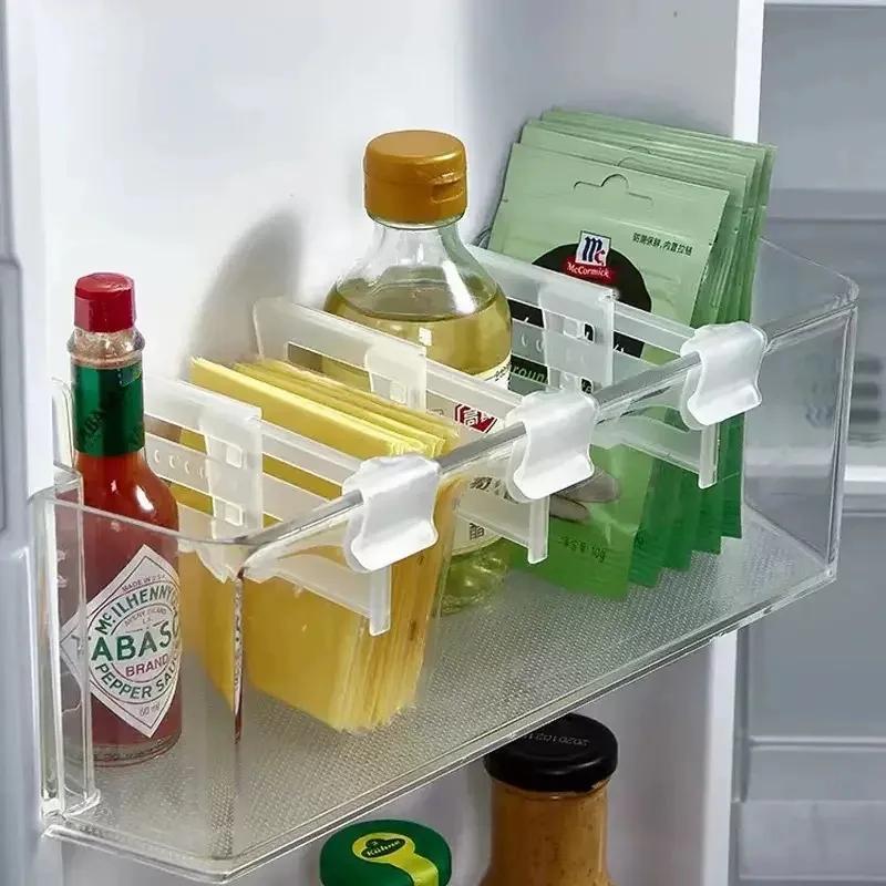4 st Kylskåpsförvaringsavdelare Sidodörrsförvaringspartition Expanderbara Skiljeväggar Kök Flaskhylla Organizer