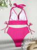 2024 Sanya Sexy Solid Lace-Up Halter Bikini Women's Swimsuit Hot Style