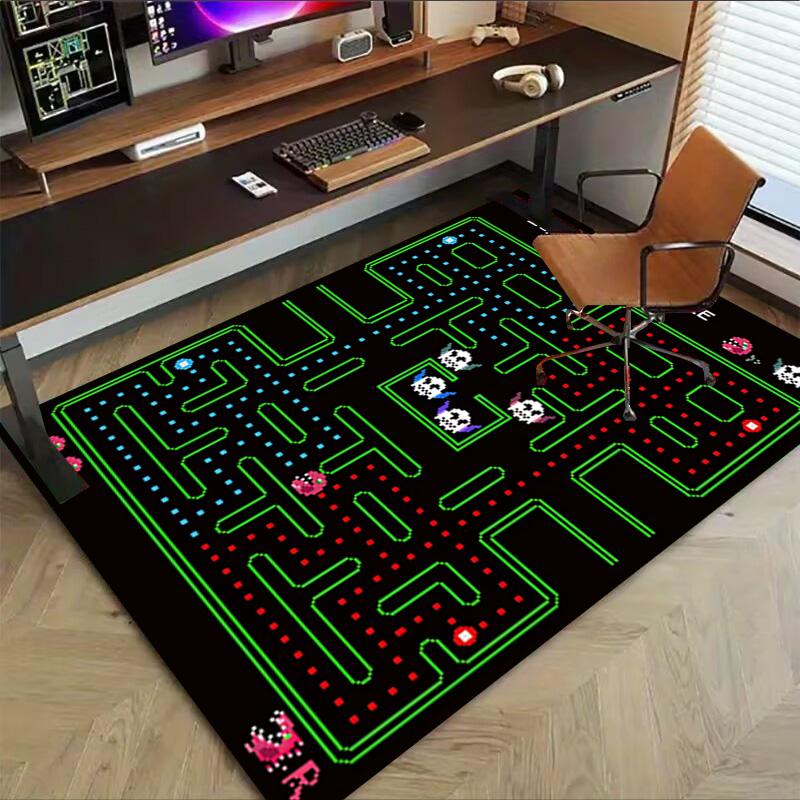 1pc Pacman Mongkok Adventure Carpet for Playroom Bedroom Living Room Sofa Home Decor,kids Game Area Rug Non-slip Floor Mat Y730141