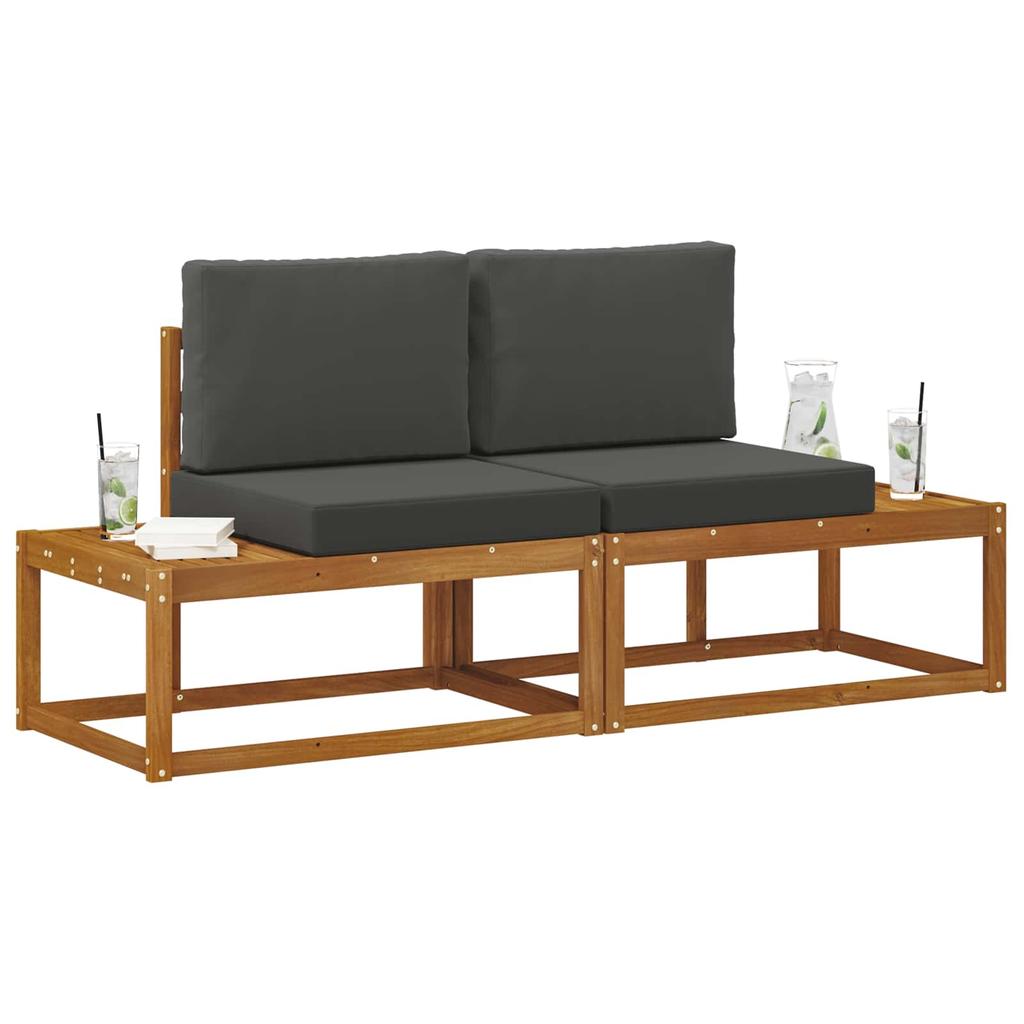 Outdoor Corner Sofa 2 Pieces Natural and Anthracite Solid Acacia Wood