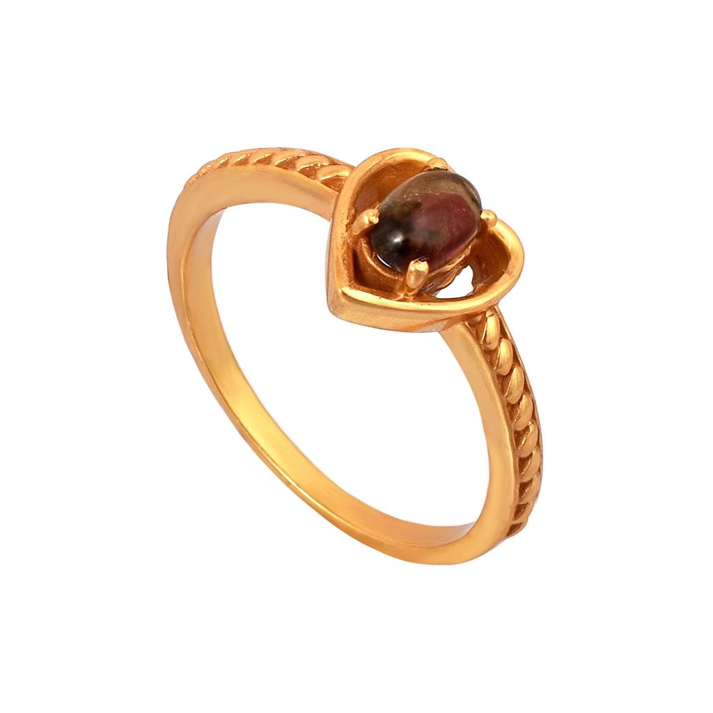 Natural Heart Rare Bi Color Tourmaline 925 Sterling Silver Ring Size 7.5 US, Gift