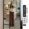 Black Chenier Wide Leg Pants Women's Pants Autumn and Winter Fleece Thickened Straight Pants Casual Skinny Corduroy Pants