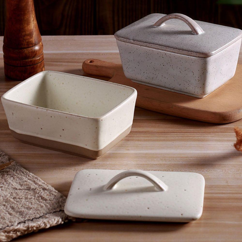 Anti-odor Butter Dish Rectangular Cheese Storage Box Simple Vintage Ceramic Butter Box  Bread