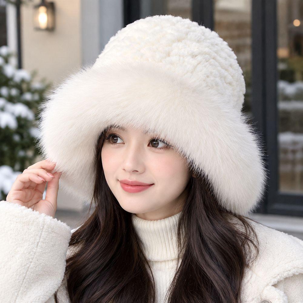 Fluffy Plush Fluffy Fur Bucket Hat Thick Warm Plush Fisherman Hat Plush Bucket Hat Daily Wear