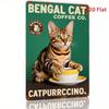Vintage Cat Coffee Shop Sign Bengal Cat Metal Wall Art Indoor Outdoor Decor