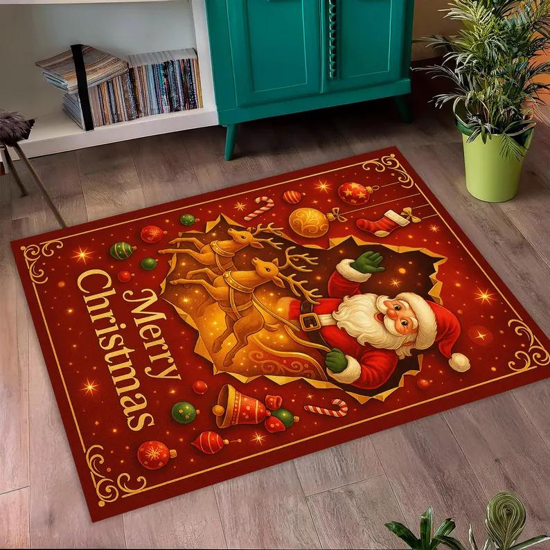 Tapete de Árvore de Natal Lavável Decoração de Casa de Férias Sala de Estar Quarto Carpete