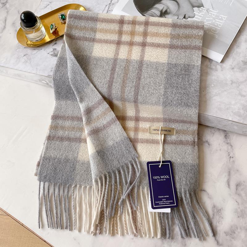 Cashmere scarf women's winter water ripple plaid thickened warm couple scarf for boyfriend