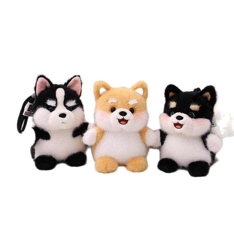 Cute Dog Plush Keychain Cartoon Stuffed Animal Puppy Charm Bag Pendant Backpack Hanging Decoration Key Holder Gifts