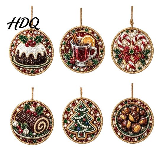 Decoratieve Kunstmatige Parel Kunst Decoraties 6 Stuks/Set Kerst DIY Kit Hangende Decoraties Knutselpakket met Ronde Bedels Parels Vakantie Strass voor